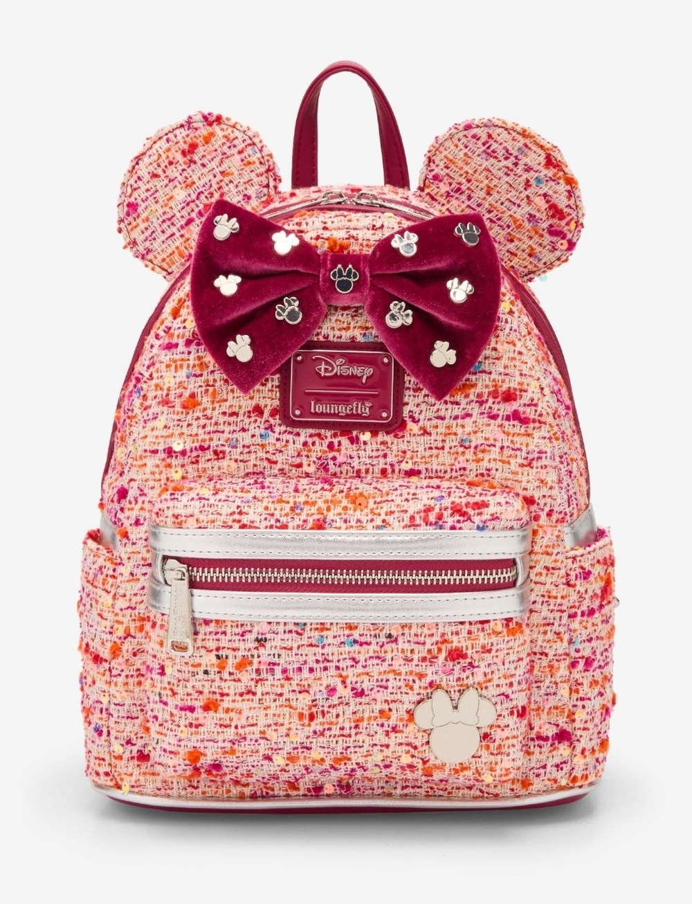 Disney x Loungefly Pink Minnie Mouse Boucle' Fabric Mini Backpack BNWT